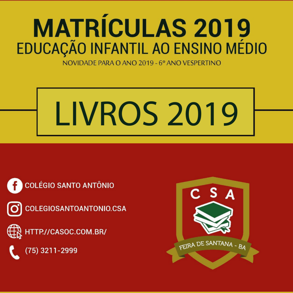 Colégio Santo Antônio – Lista de livros 2019